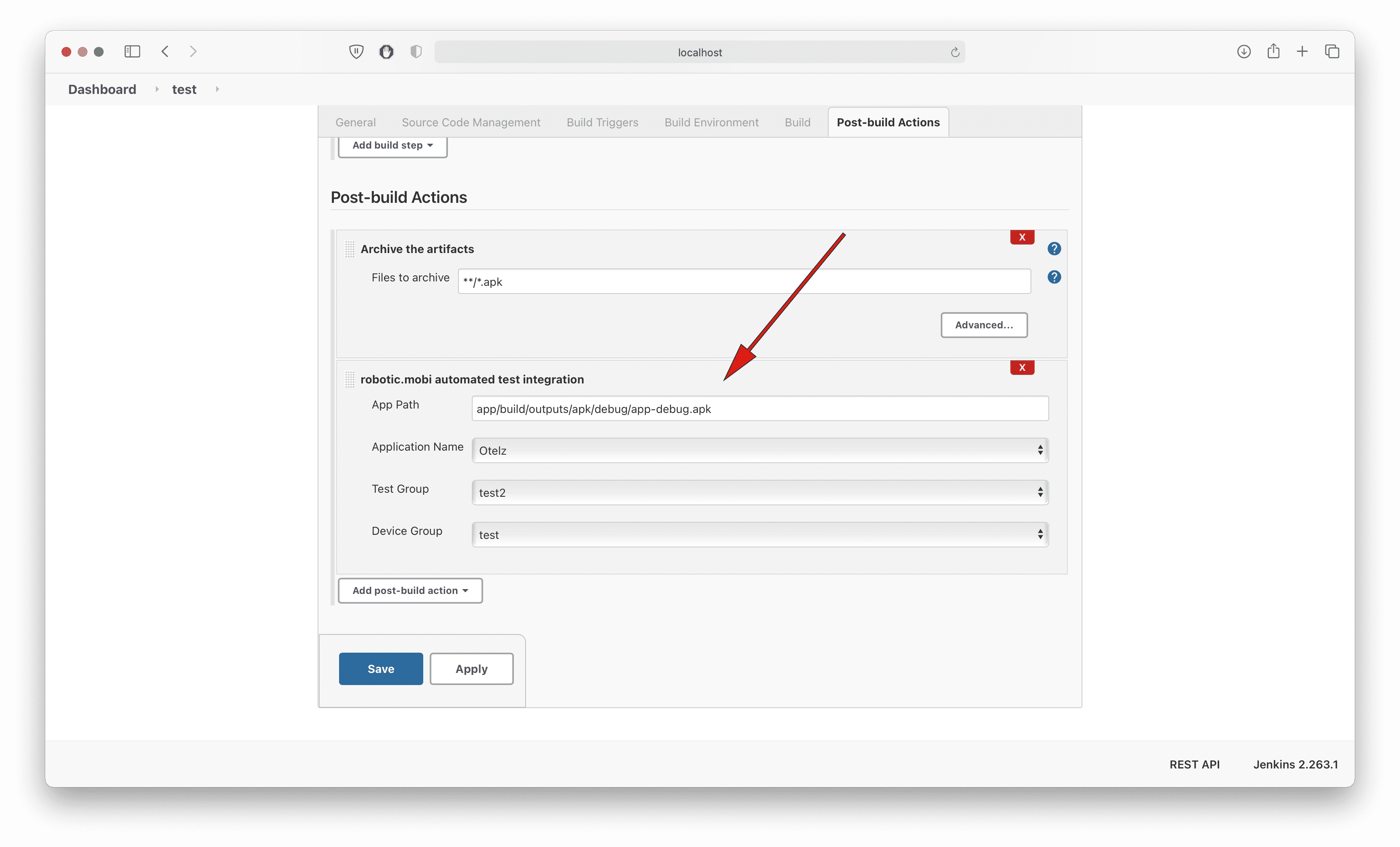 Jenkins job config